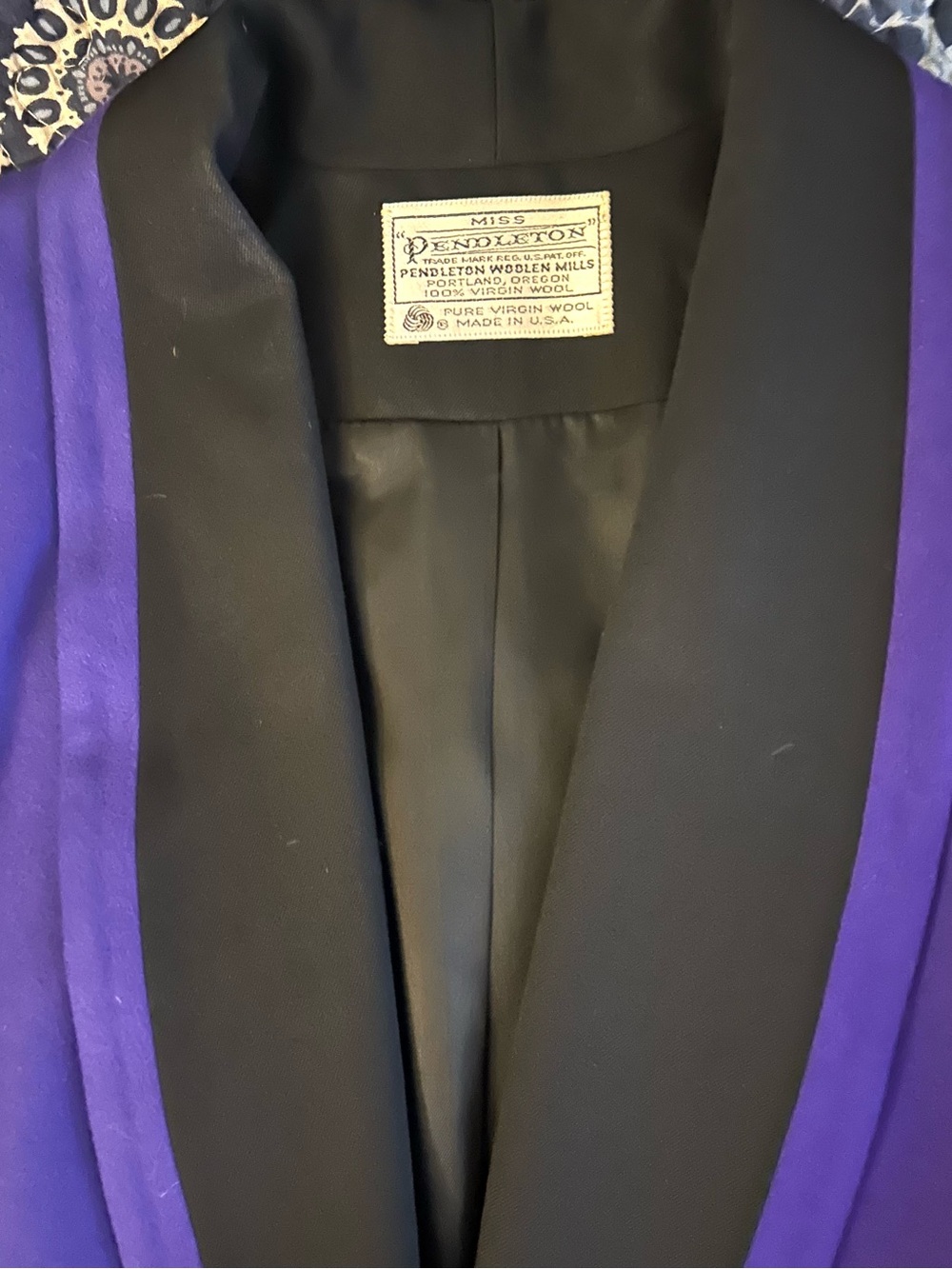 Pendleton Purple Wool Blazer with Black Shawl Lapel